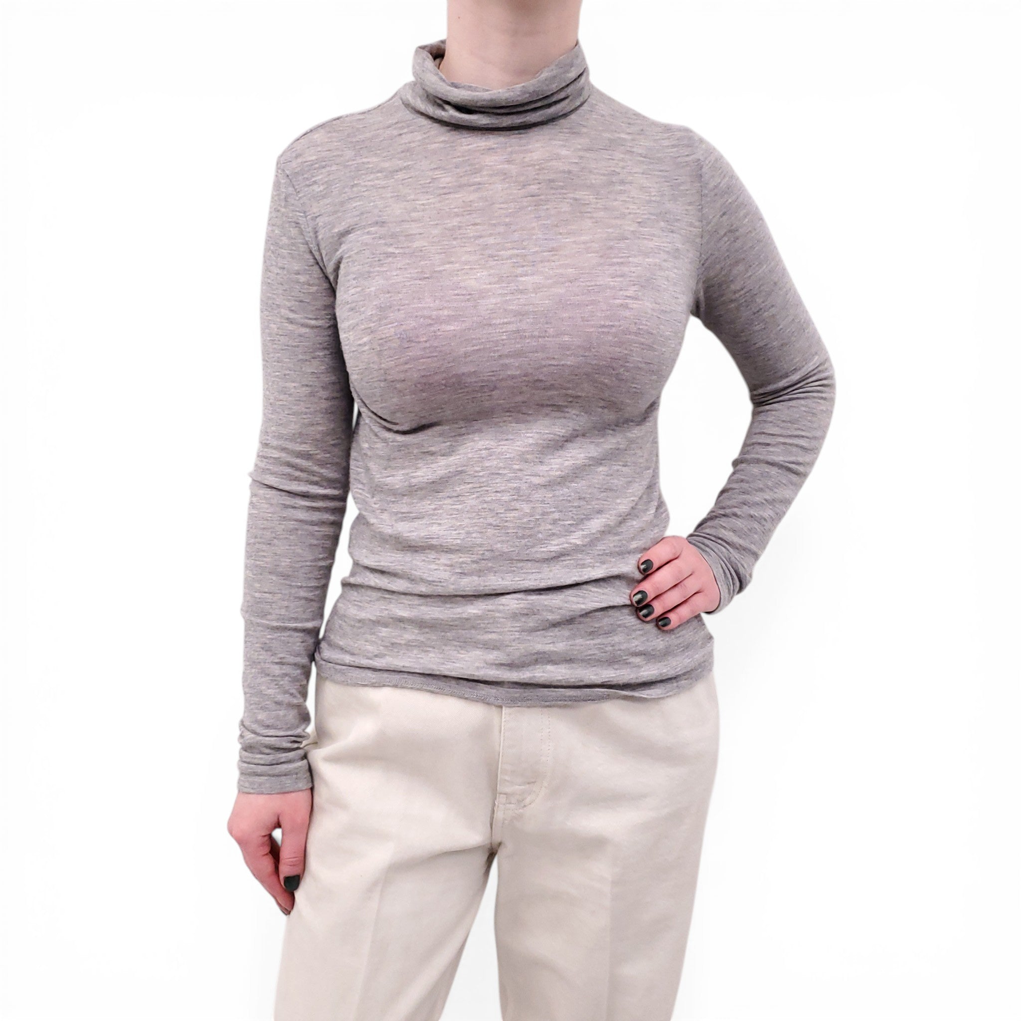 THE ROW GREY THIN TURTLENECK SWEATER - SIZE S