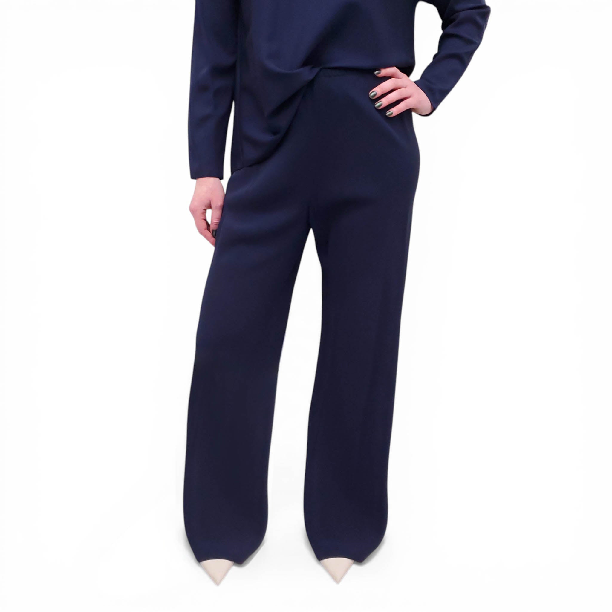 THE ROW NAVY SILK PANTS SET - SIZE XS