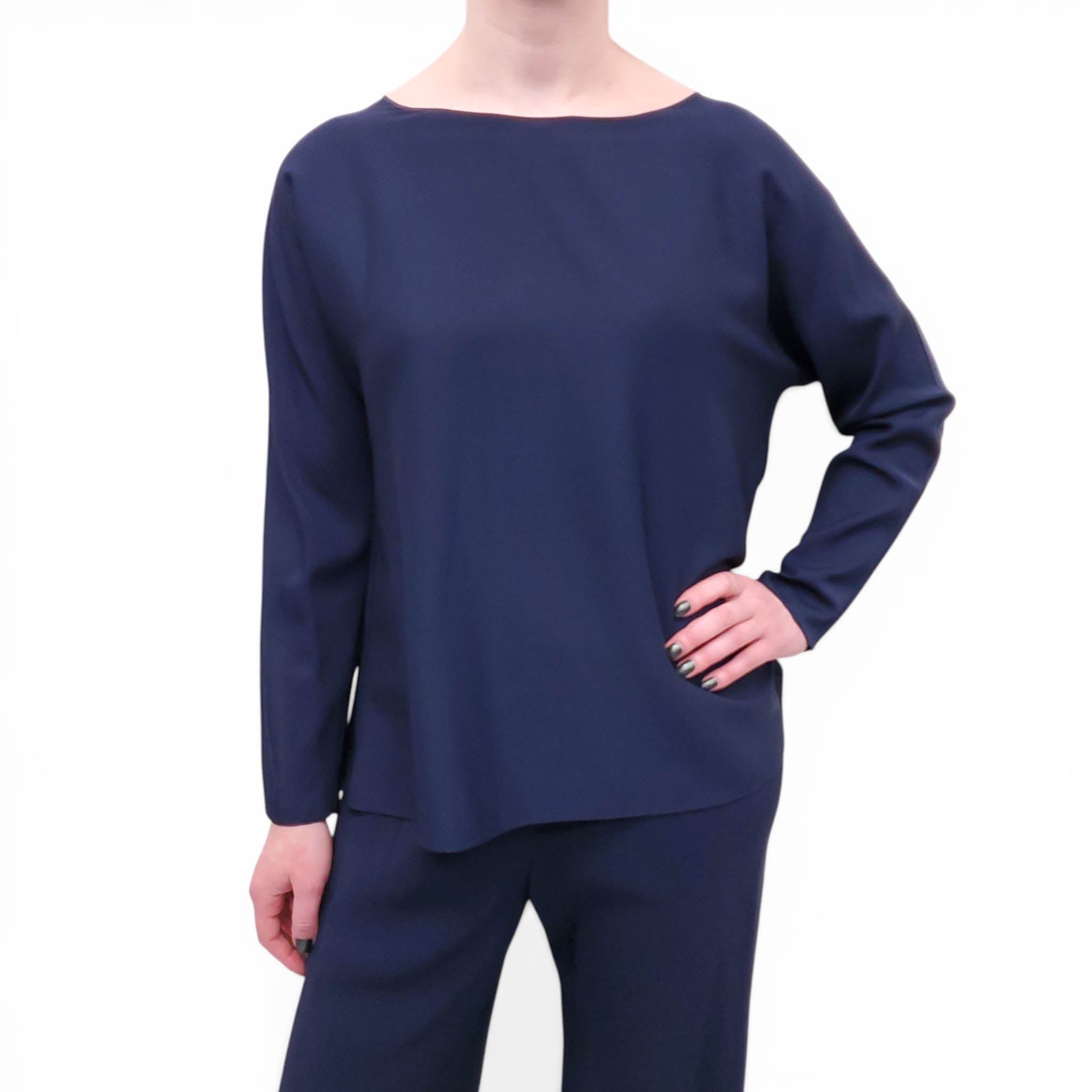 THE ROW NAVY SILK PANTS SET - SIZE XS