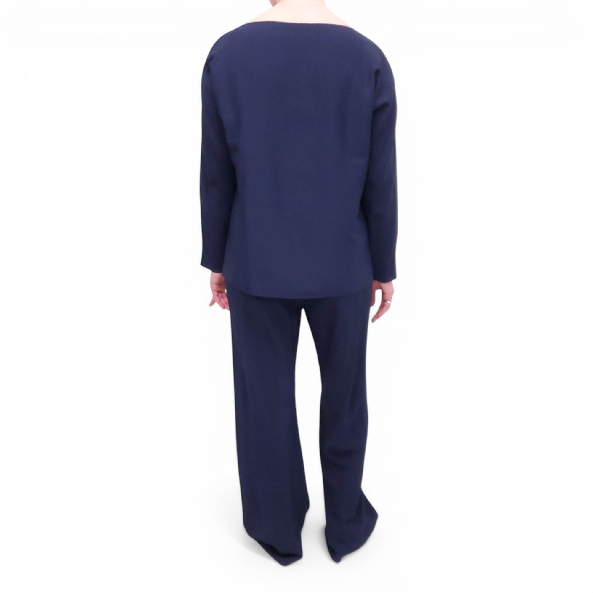 THE ROW NAVY SILK PANTS SET - SIZE XS