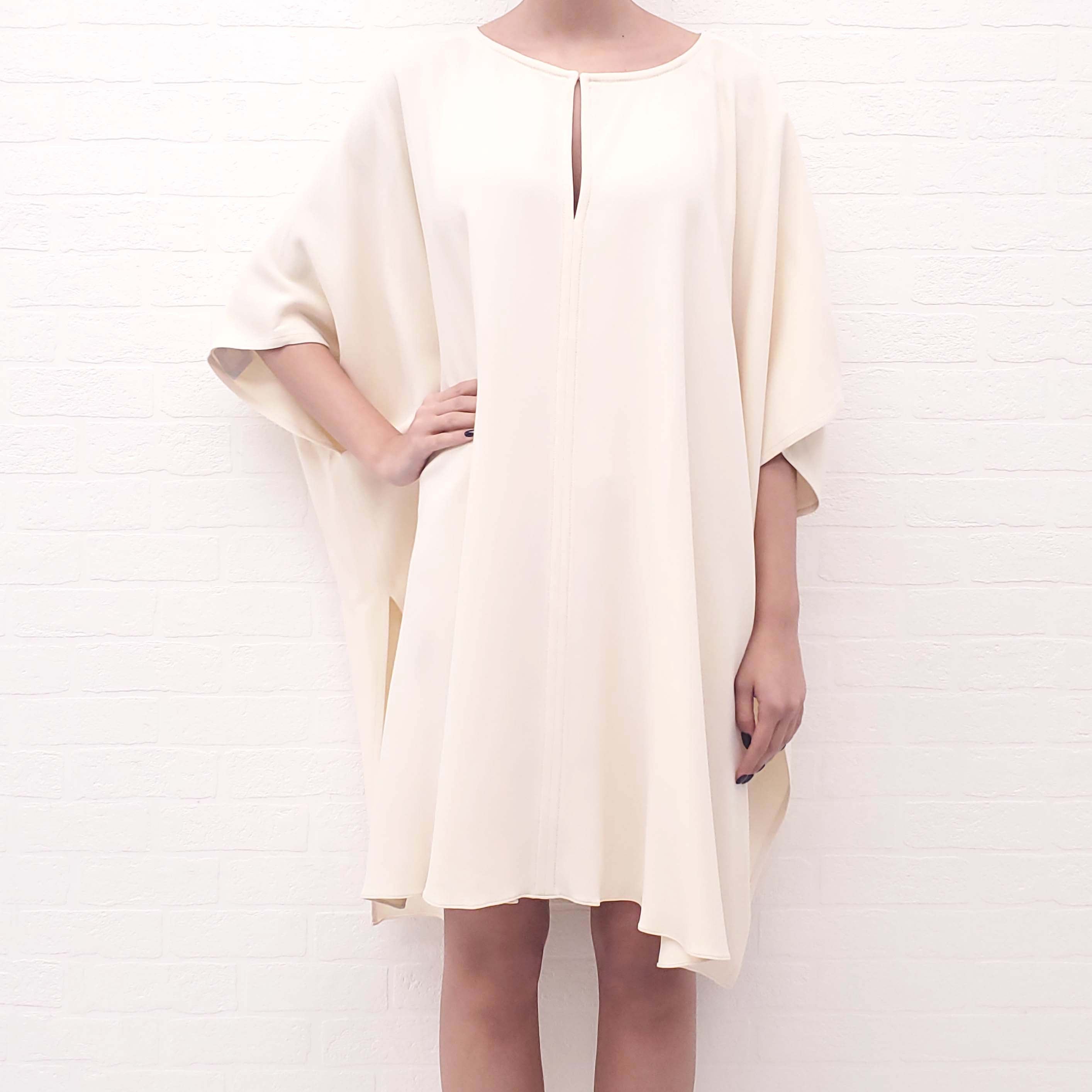 THE ROW OVERSIZED CREAM SILK TUNIC DRESS - SIZE M