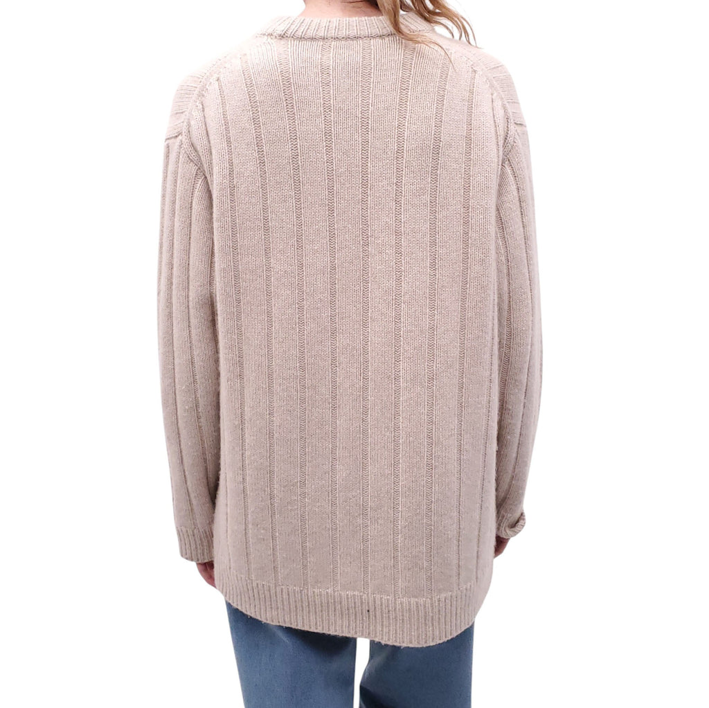THE ROW OVERSIZED OATMEAL CASHMERE RIBBED SWEATER - SIZE S
