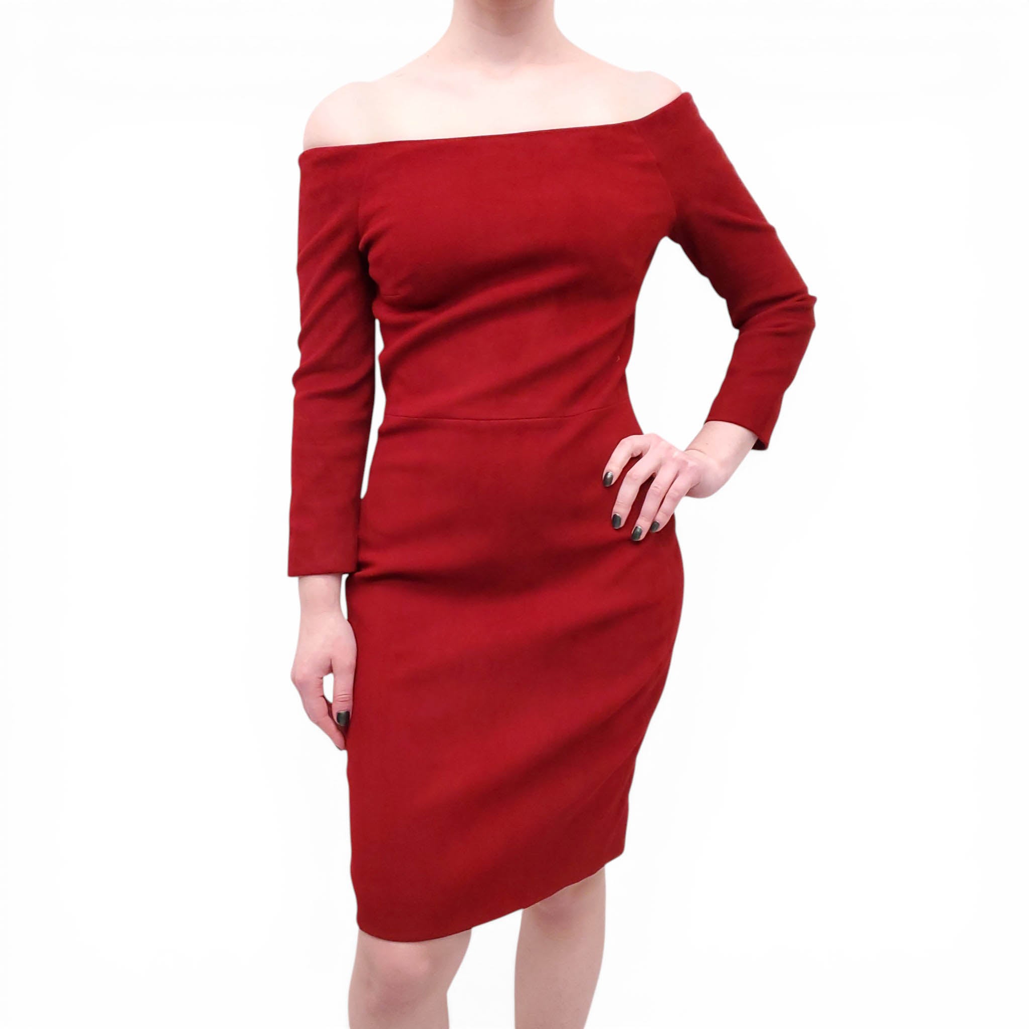 THE ROW RED SUEDE DRESS - SIZE 8