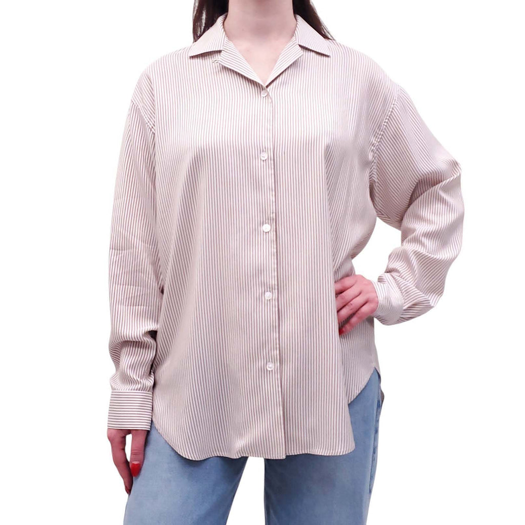THE ROW STRIPED BUTTON-UP BLOUSE - SIZE S