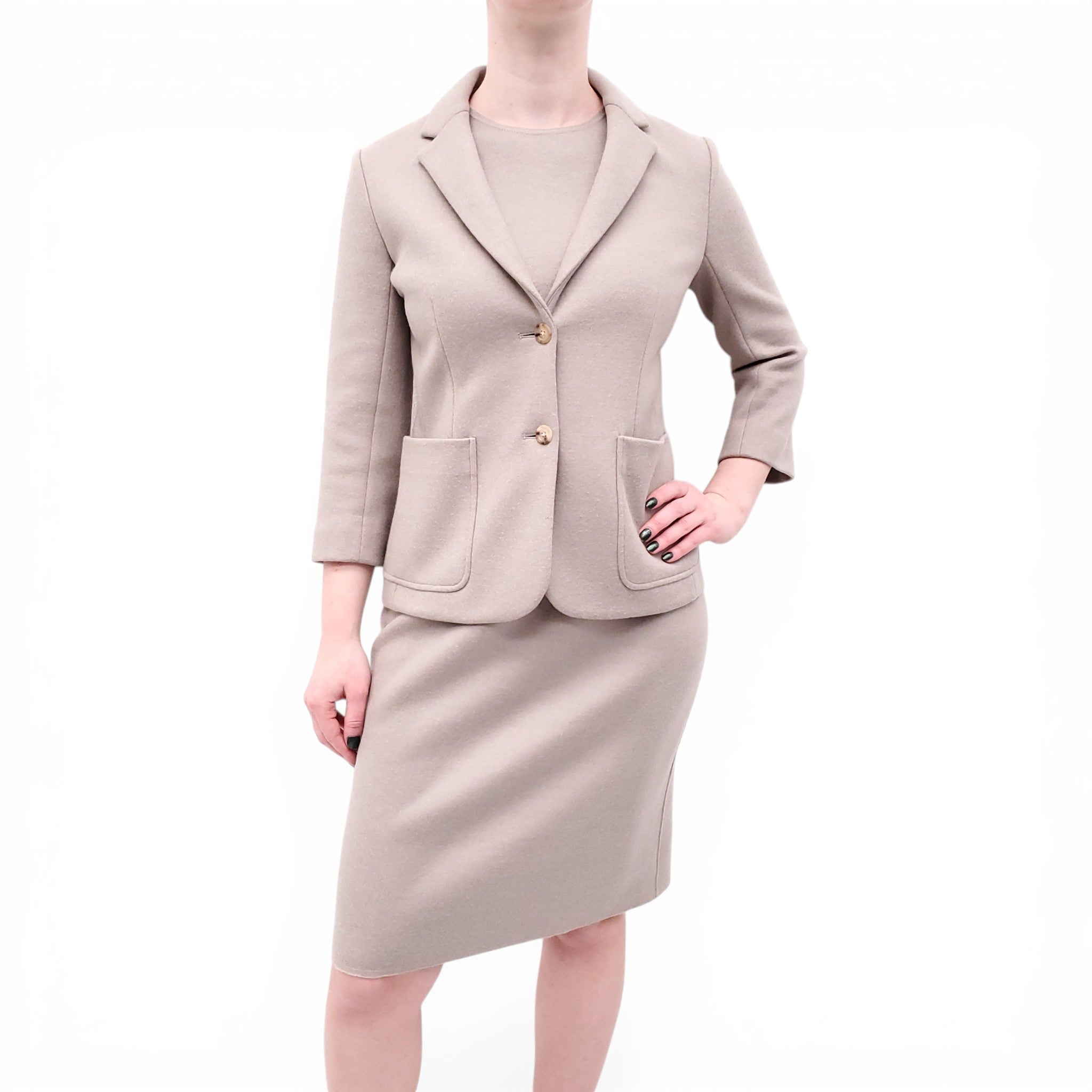 THE ROW TAUPE DRESS SET WITH MATCHING JACKET - SIZE 6