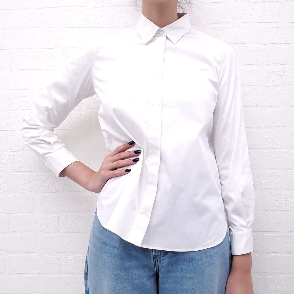 THE ROW WHITE COTTON BUTTON UP BLOUSE - SIZE 2