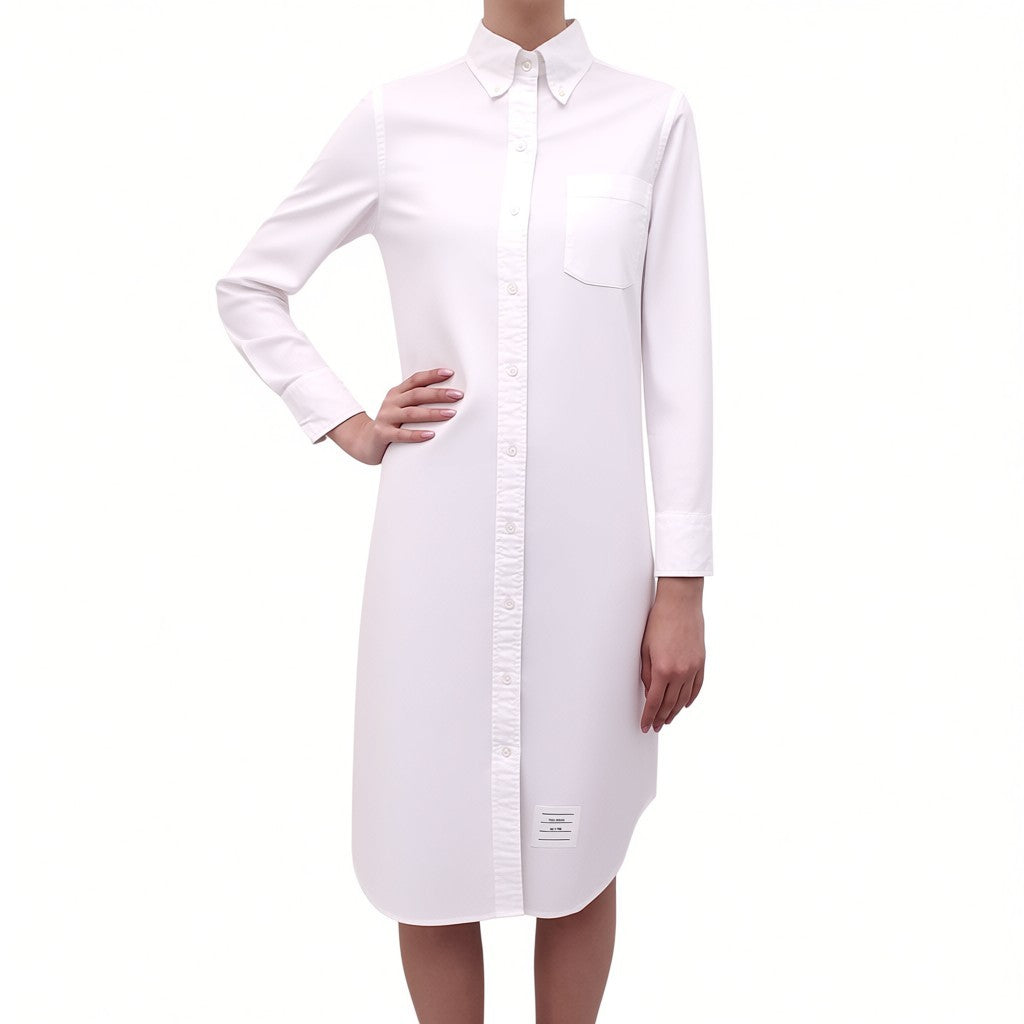 THOM BROWNE WHITE OXFORD SHIRT DRESS - SIZE 40 Rewind Couture THOM BROWNE WHITE OXFORD SHIRT DRESS - SIZE 40 Rewind Couture