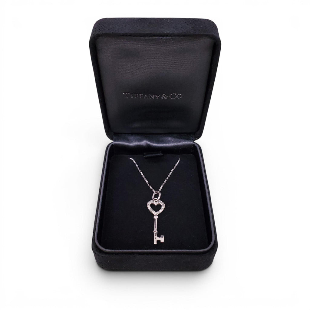 TIFFANY & CO 18K DIAMOND HEART KEY NECKLACE