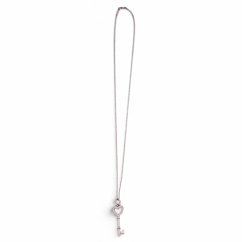 TIFFANY & CO 18K DIAMOND HEART KEY NECKLACE