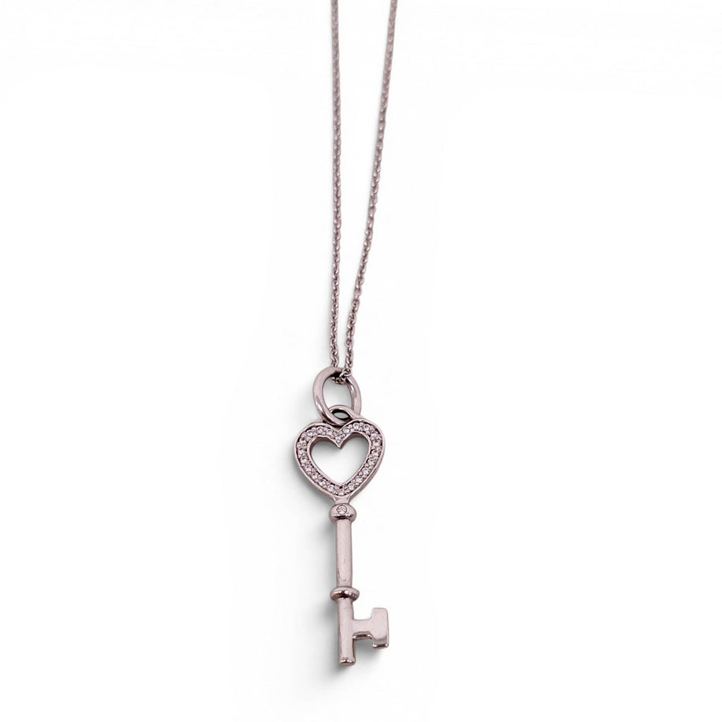 TIFFANY & CO 18K DIAMOND HEART KEY NECKLACE