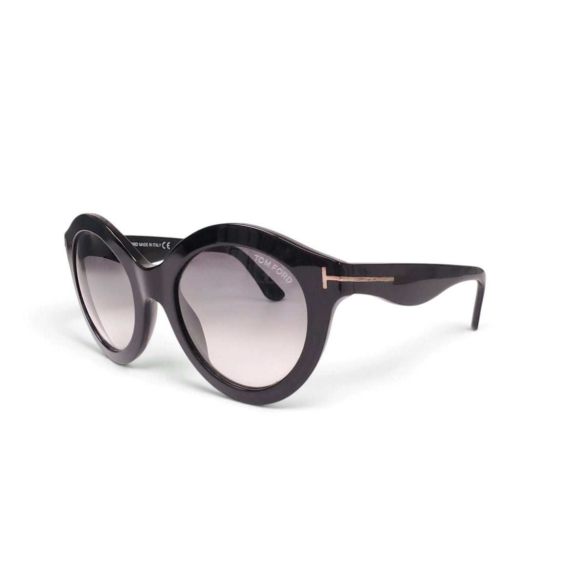 TOM FORD BLACK ROUND SUNGLASSES