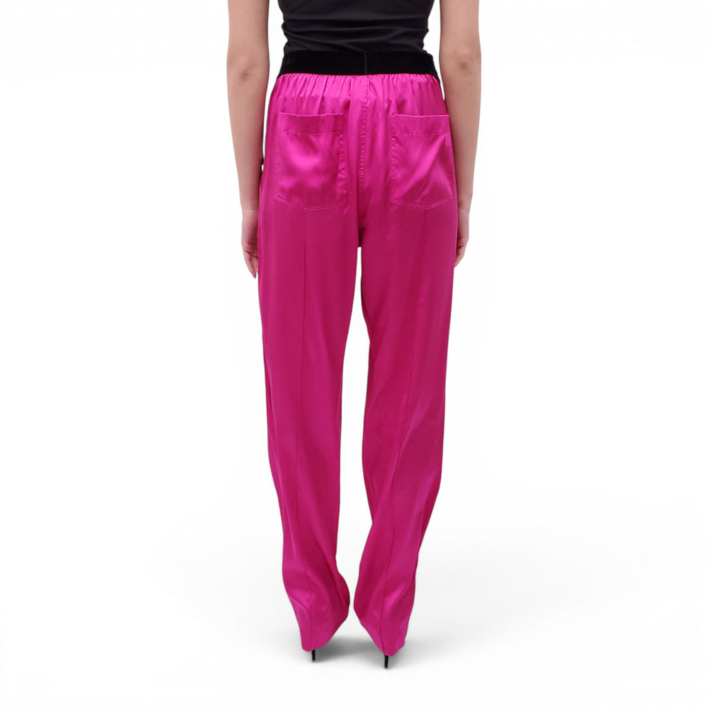 TOM FORD HOT PINK SILK LOGO PANTS - SIZE M