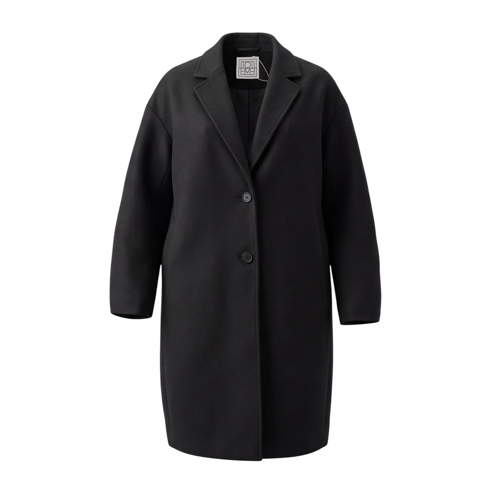 TOTÊME BLACK CACOON COAT IN BLACK - SIZE 34
