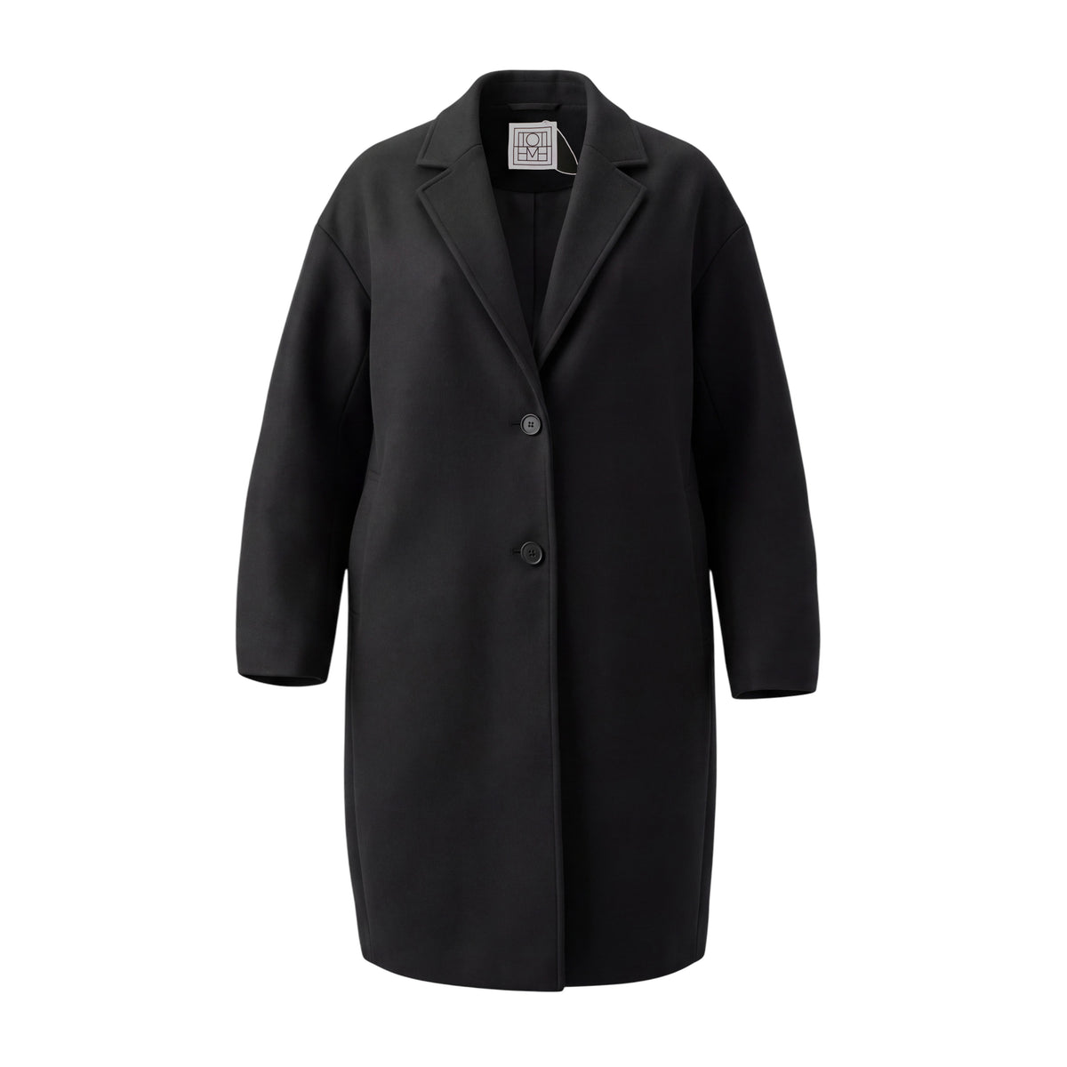 TOTÊME BLACK CACOON COAT IN BLACK - SIZE 34