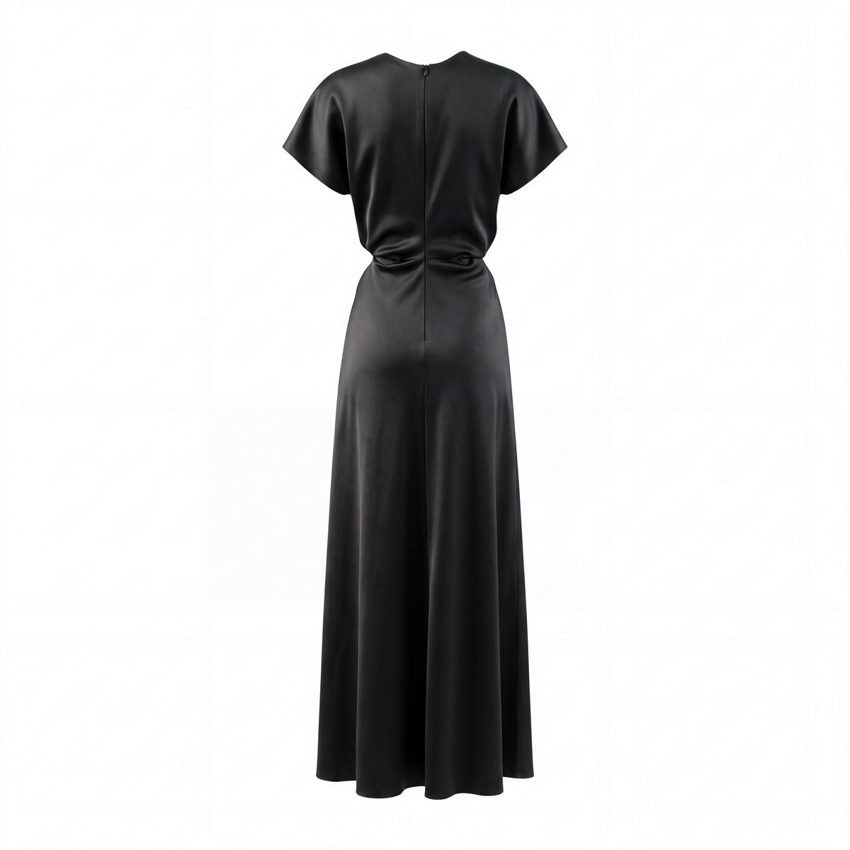 TOTÊME BLACK DRAPED WAISTED BLACK DRESS - SIZE 32 (US 0)