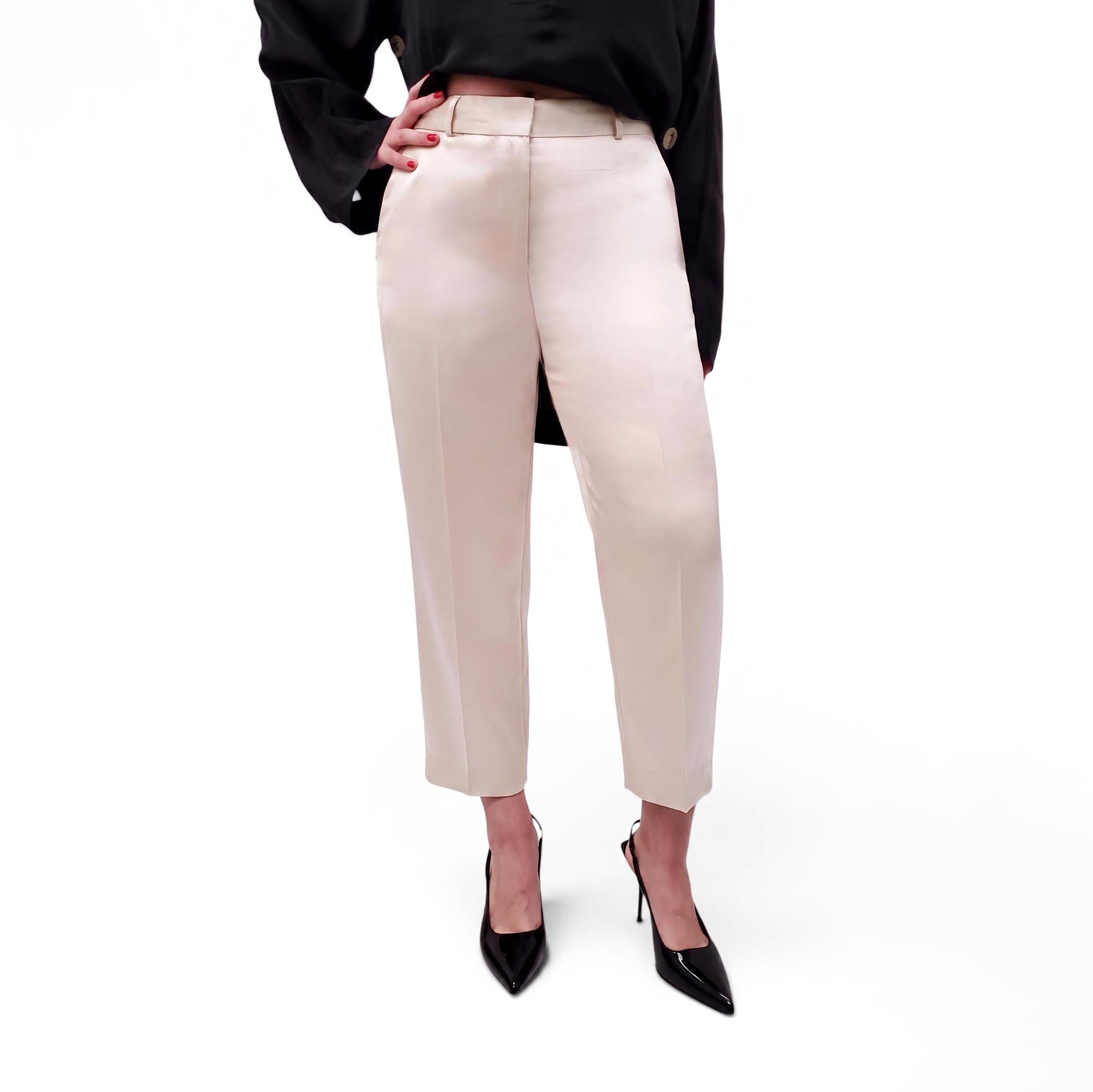 TOTEME CHAMPAGNE SILK TROUSERS - SIZE M/L