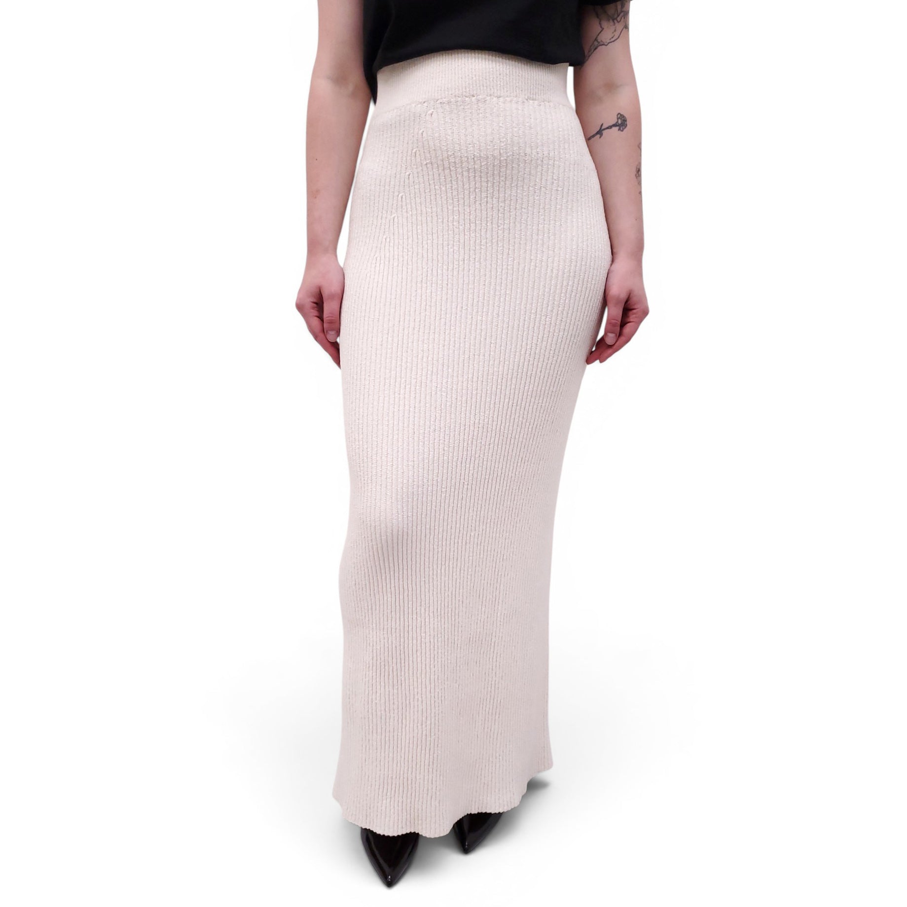 TOTEME CREAM RIBBED MAXI SKIRT - SIZE M