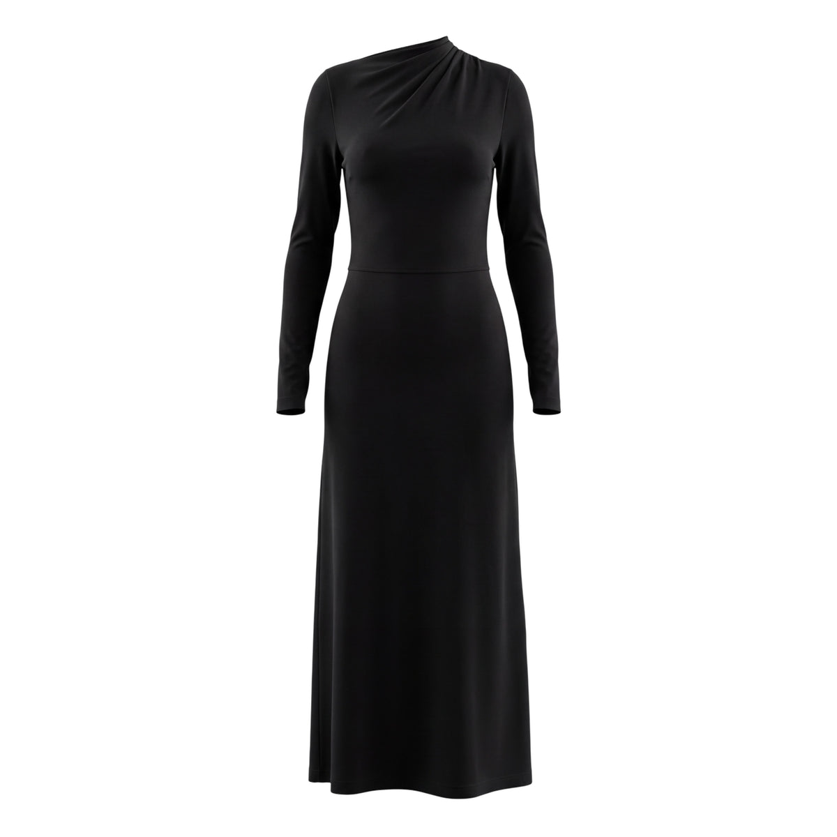 TOTÊME DRAPED JERSEY DRESS IN BLACK - SIZE XS