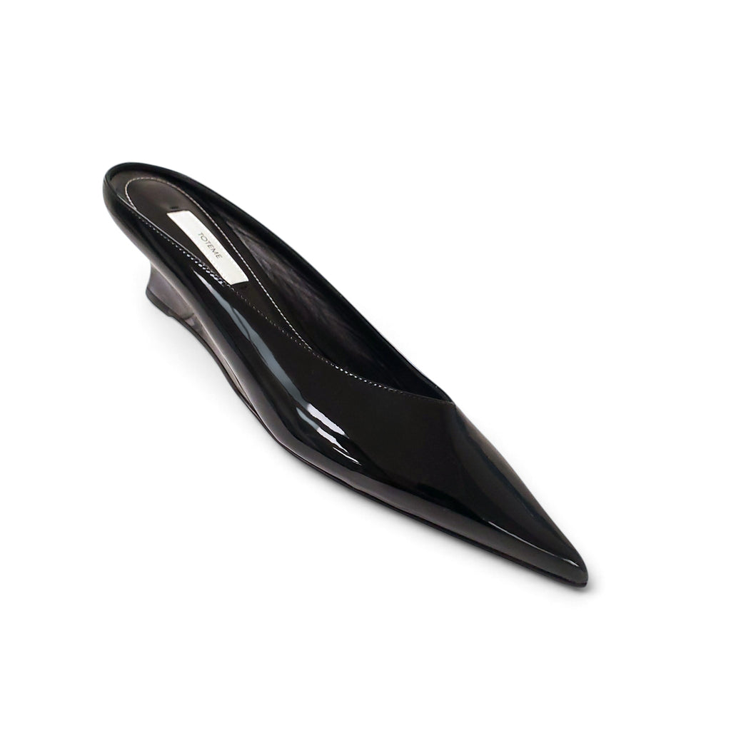 TOTÊME SHARP PATENT LEATHER WEDGE MULES - SIZE 40