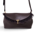 TOTEME T-LOCK SHEARLING CLUTCH