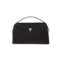 TOTEME T LOCK BLACK SUEDE CLUTCH BAG WITH STRAP