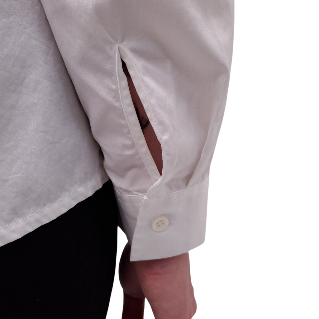 TOTEME WHITE COTTON ASYMMETRICAL BUTTON UP BLOUSE - SIZE M