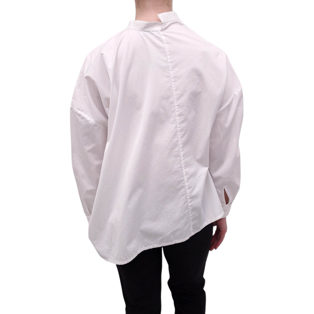 TOTEME WHITE COTTON ASYMMETRICAL BUTTON UP BLOUSE - SIZE M
