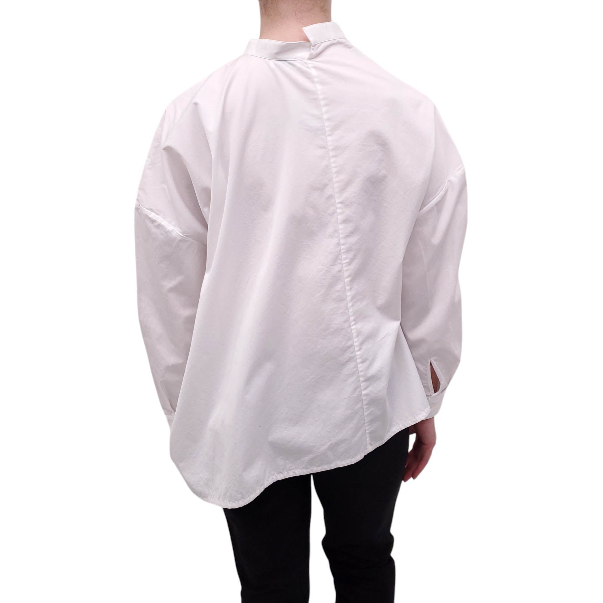 TOTEME WHITE COTTON ASYMMETRICAL BUTTON UP BLOUSE - SIZE M