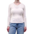 TOTEME WHITE V-NECK BOUCLÉ KNIT SWEATER - SIZE XXS