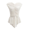 TOVE CREAM GABOR ROUCHED JERSEY TOP - SIZE 36