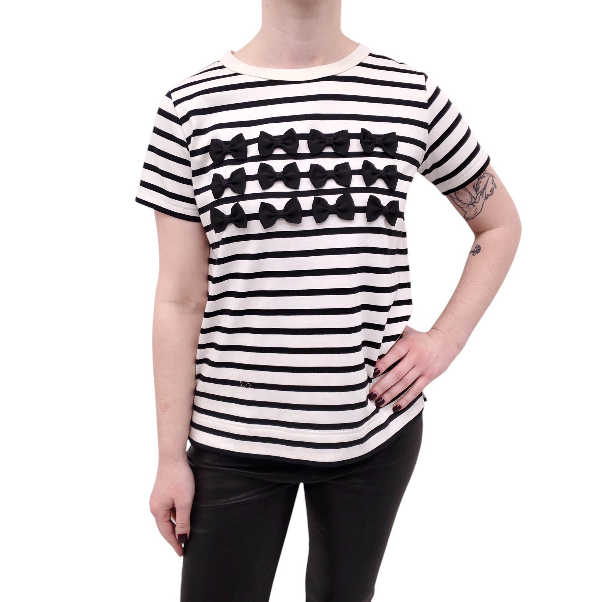 TU ES MON TRESOR STRIPED BOW T-SHIRT - SIZE 40