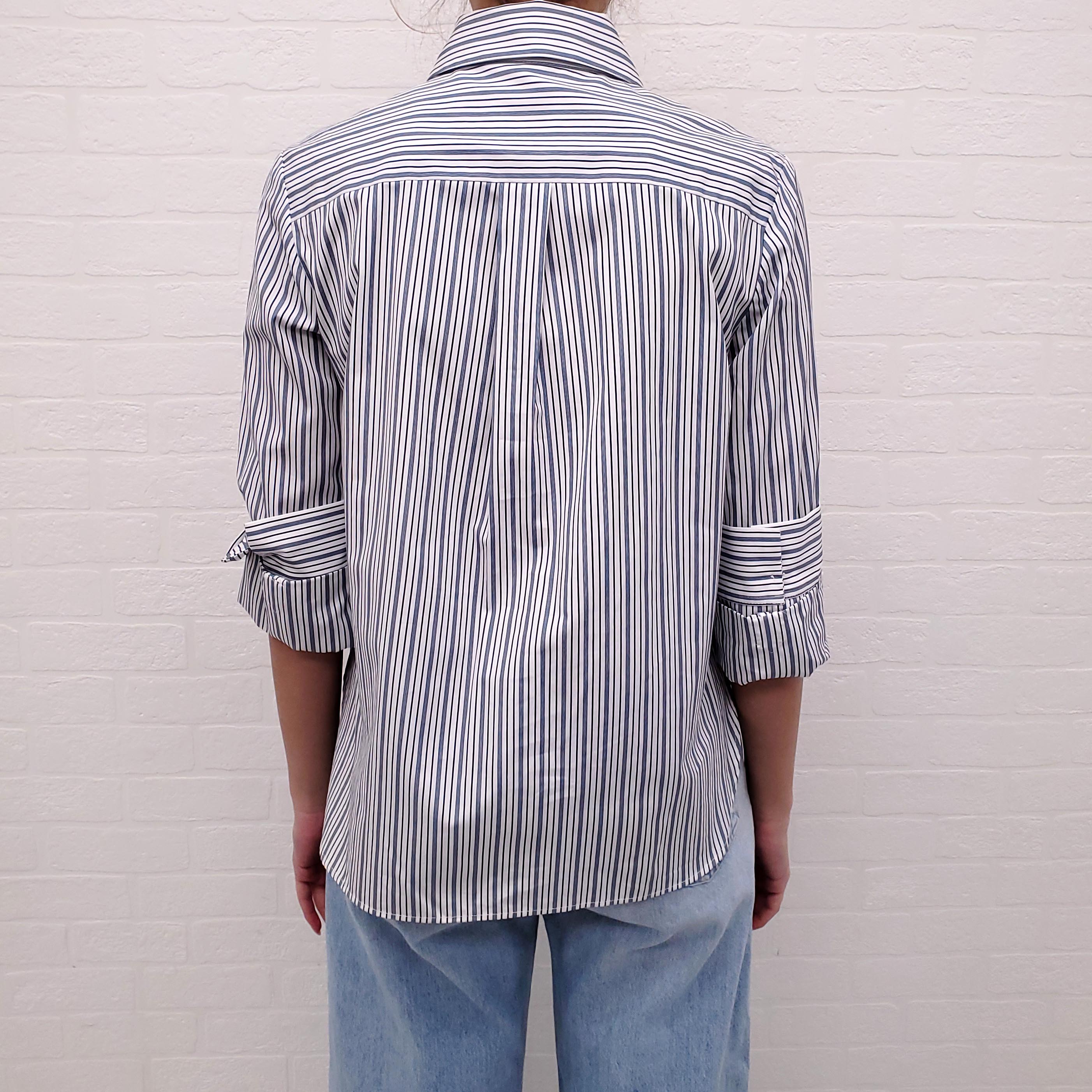 TWP BLUE STRIPED BUTTON UP BLOUSE - SIZE XS