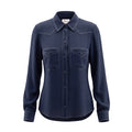TWP NAVY BLOUSE WITH CREAM STITCHING - SIZE M