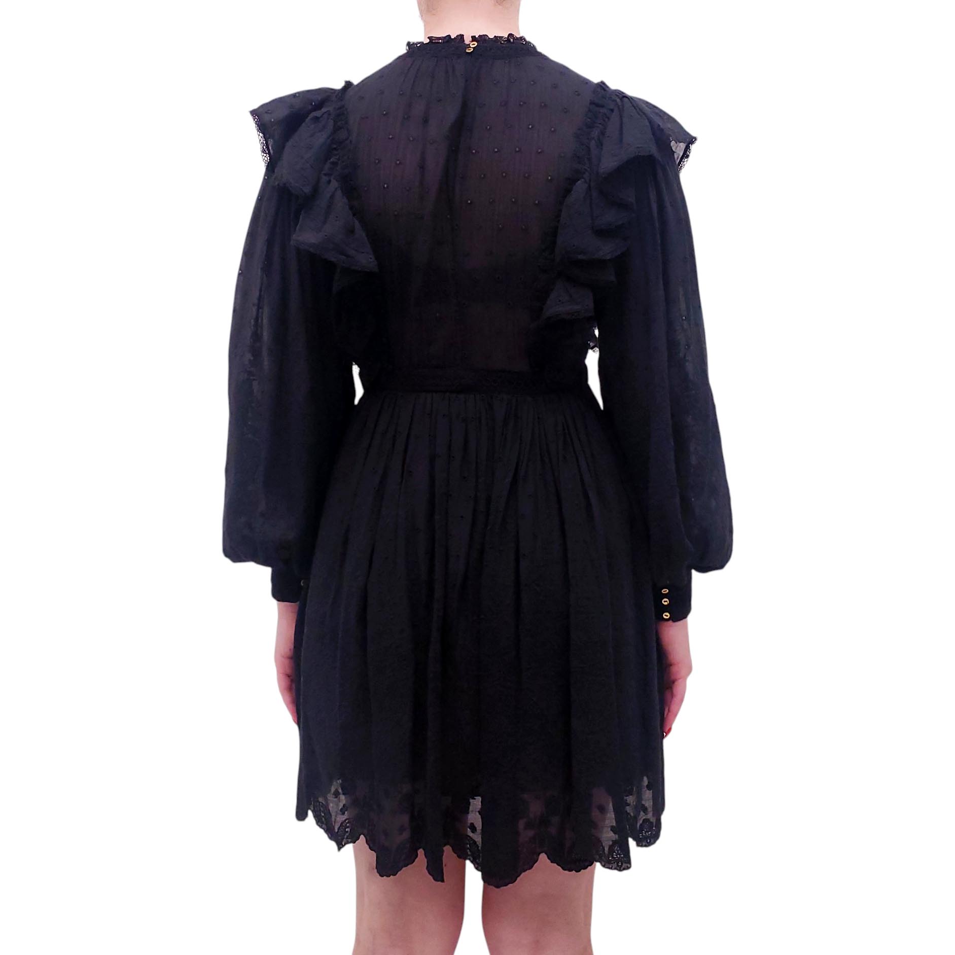 ULLA JOHNSON BLACK 'DORITHIE' DRESS - SIZE 4