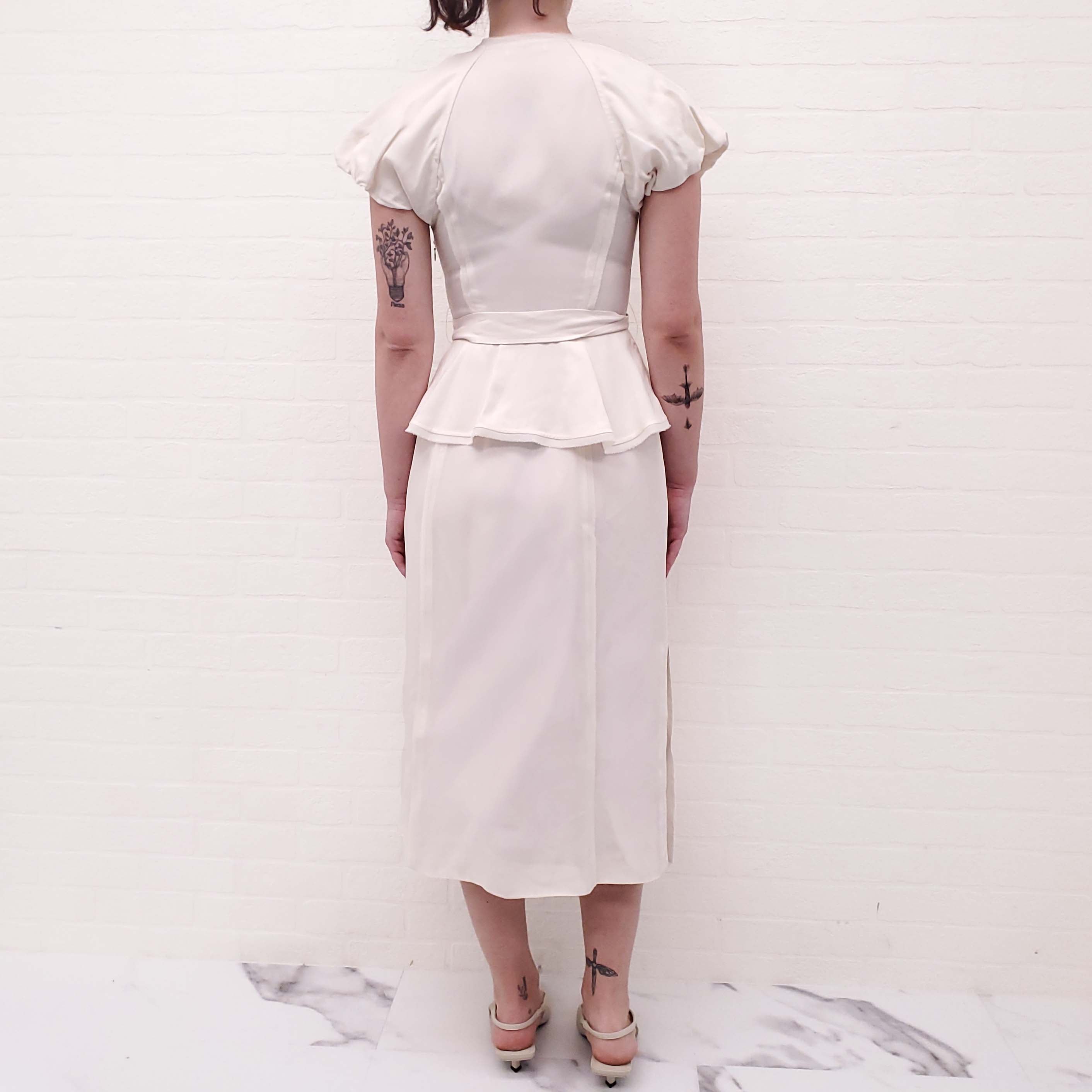 ULLA JOHNSON CREAM WHITE DRESS WITH TIE - SIZE 0