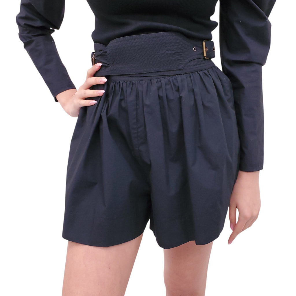ULLA JOHNSON NAVY LONG SLEEVE AND SHORTS SET - SIZE S