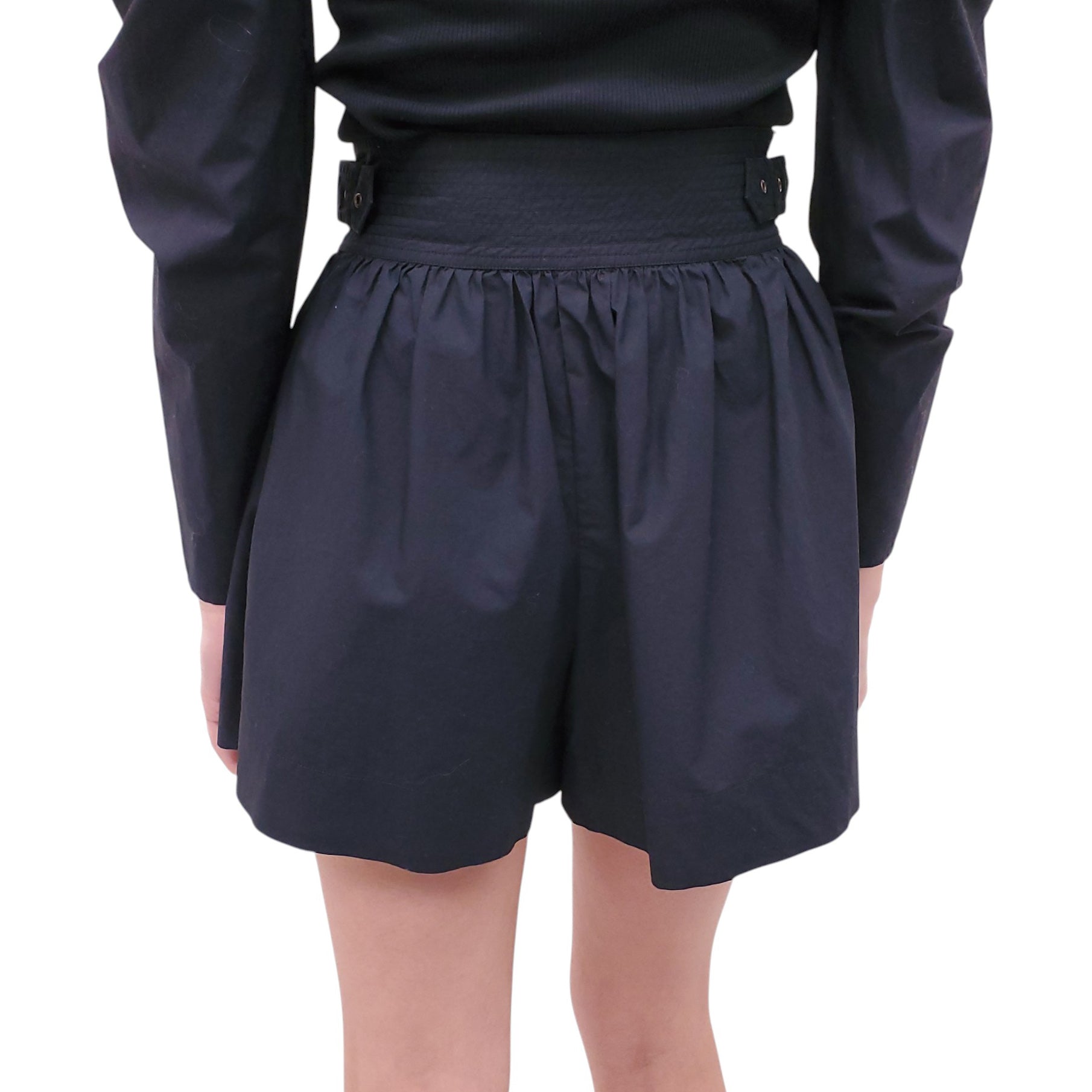 ULLA JOHNSON NAVY LONG SLEEVE AND SHORTS SET - SIZE S