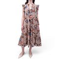 ULLA JOHNSON PAISLEY PRINT DRESS WITH RUFFLE SLEEVE DETAIL - SIZE M