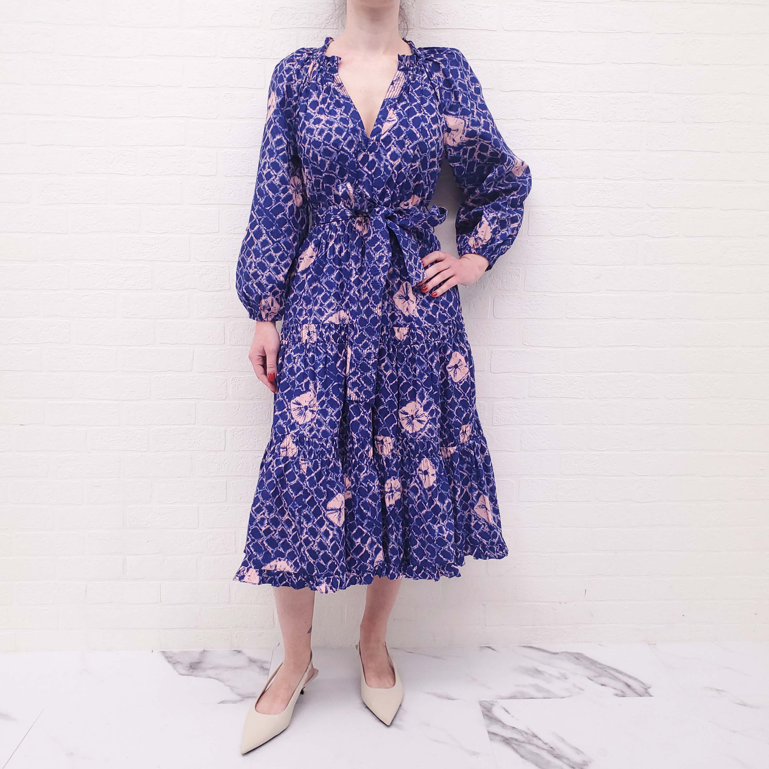 ULLA JOHNSON TIE DYE DRESS WITH BELT  - SIZE 2