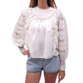 ULLA JOHNSON 'LILY' RUFFLED CROCHET-TRIMMED BLOUSE - SIZE 00