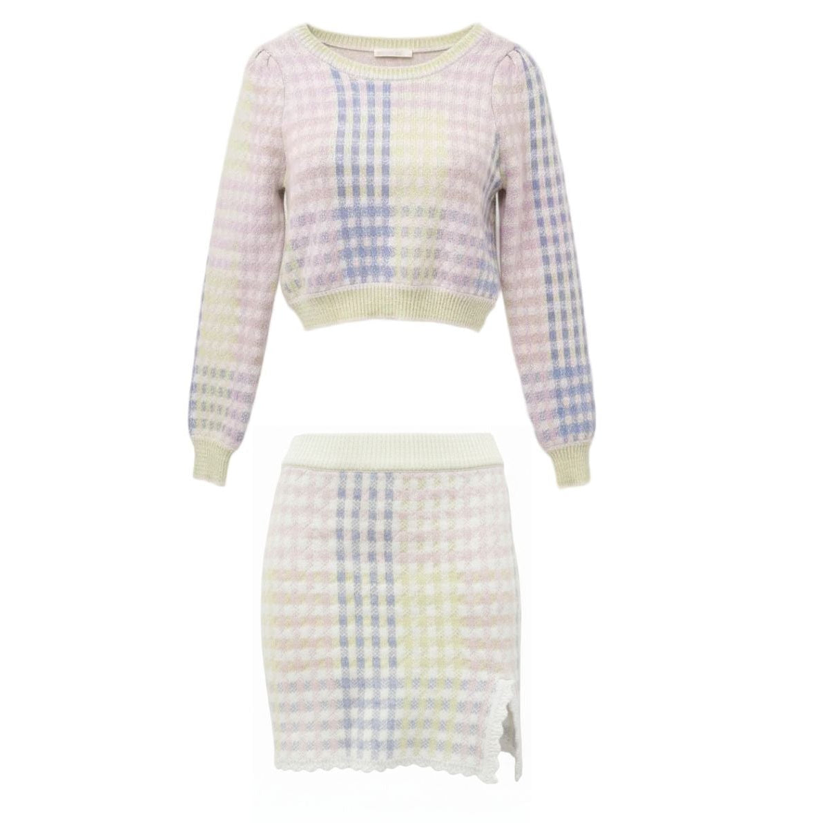 LOVESHACKFANCY GINGHAM SKIRT SET - SIZE M/L