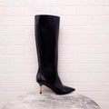 VALENTINO BLACK LEATHER BOOTS WITH GOLD HEEL - SIZE 38.5
