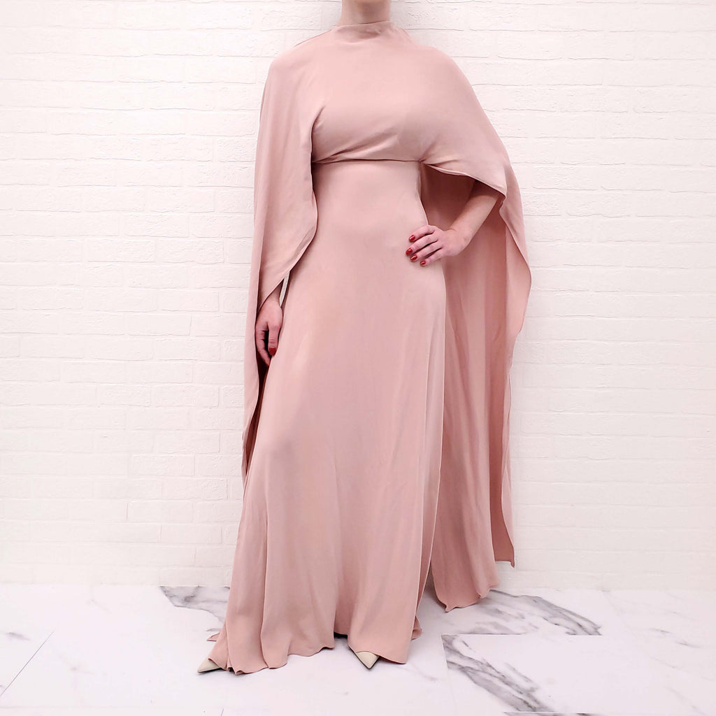 VALENTINO BLUSH PINK BOW DRAPED GOWN - SIZE 38