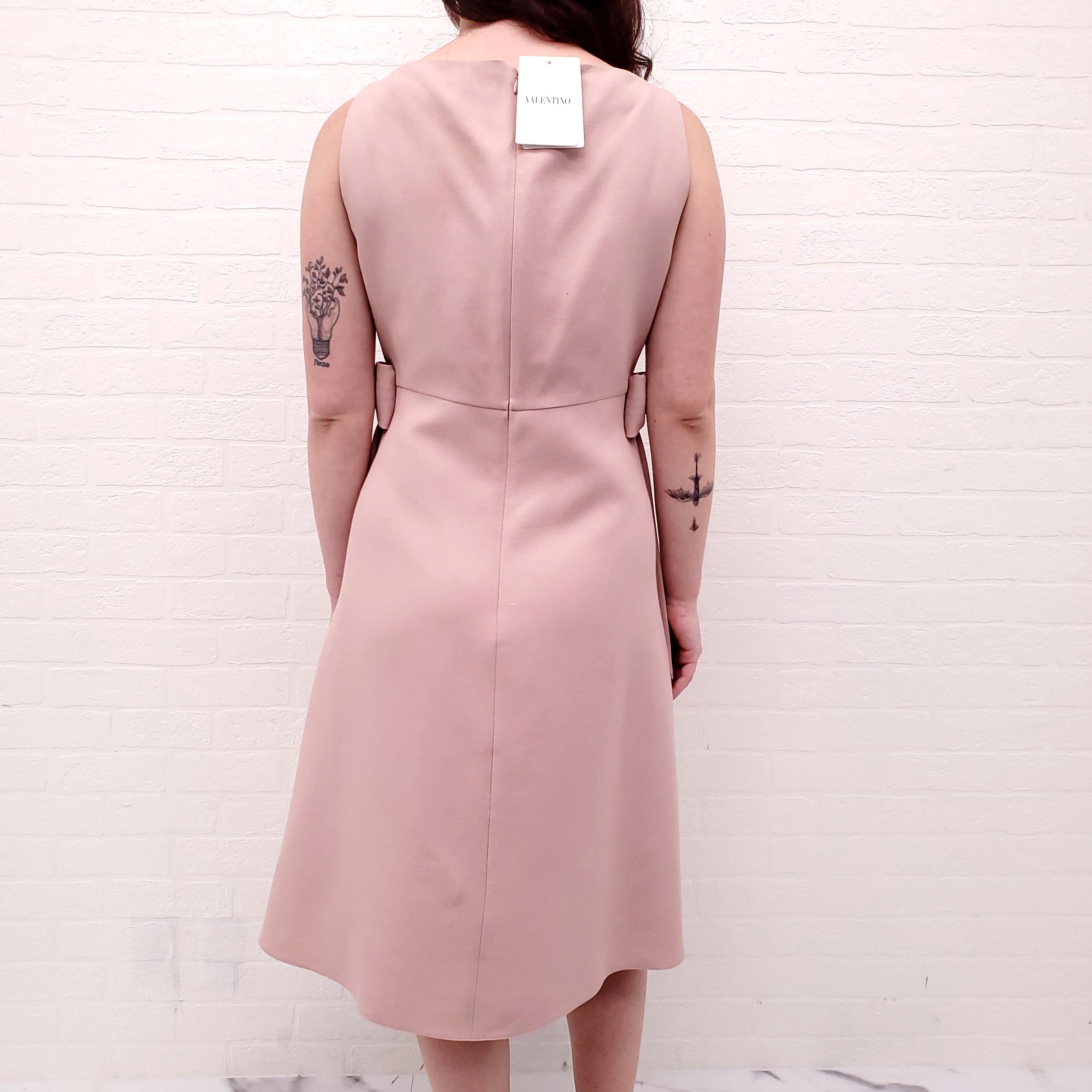 valentino pink bow dress Valentino Pink Midi Dress with Maxi Bow MAYFEYR