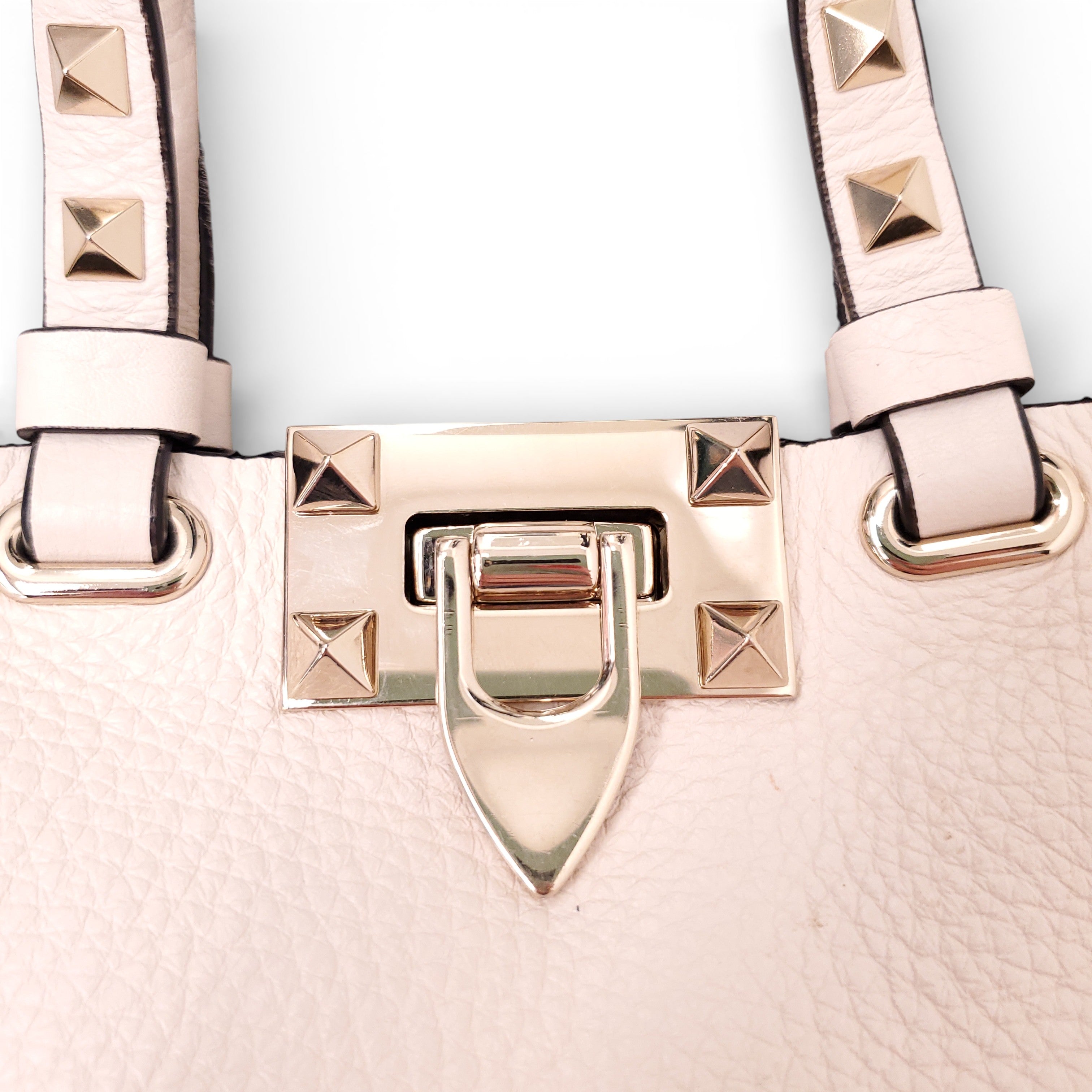 VALENTINO CREAM MINI ROCKSTUD TOTE CROSSBODY BAG