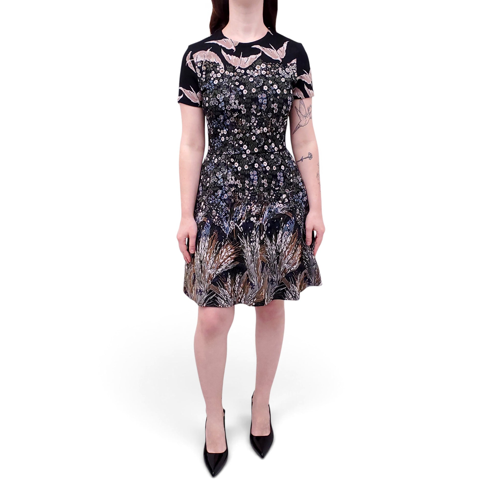 VALENTINO FLORAL EMBROIDERED DRESS - SIZE M