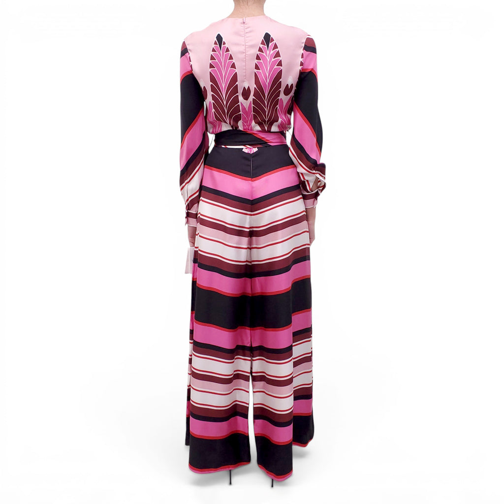 VALENTINO FUCHSIA FEATHER PRINT JUMPSUIT - SIZE 38