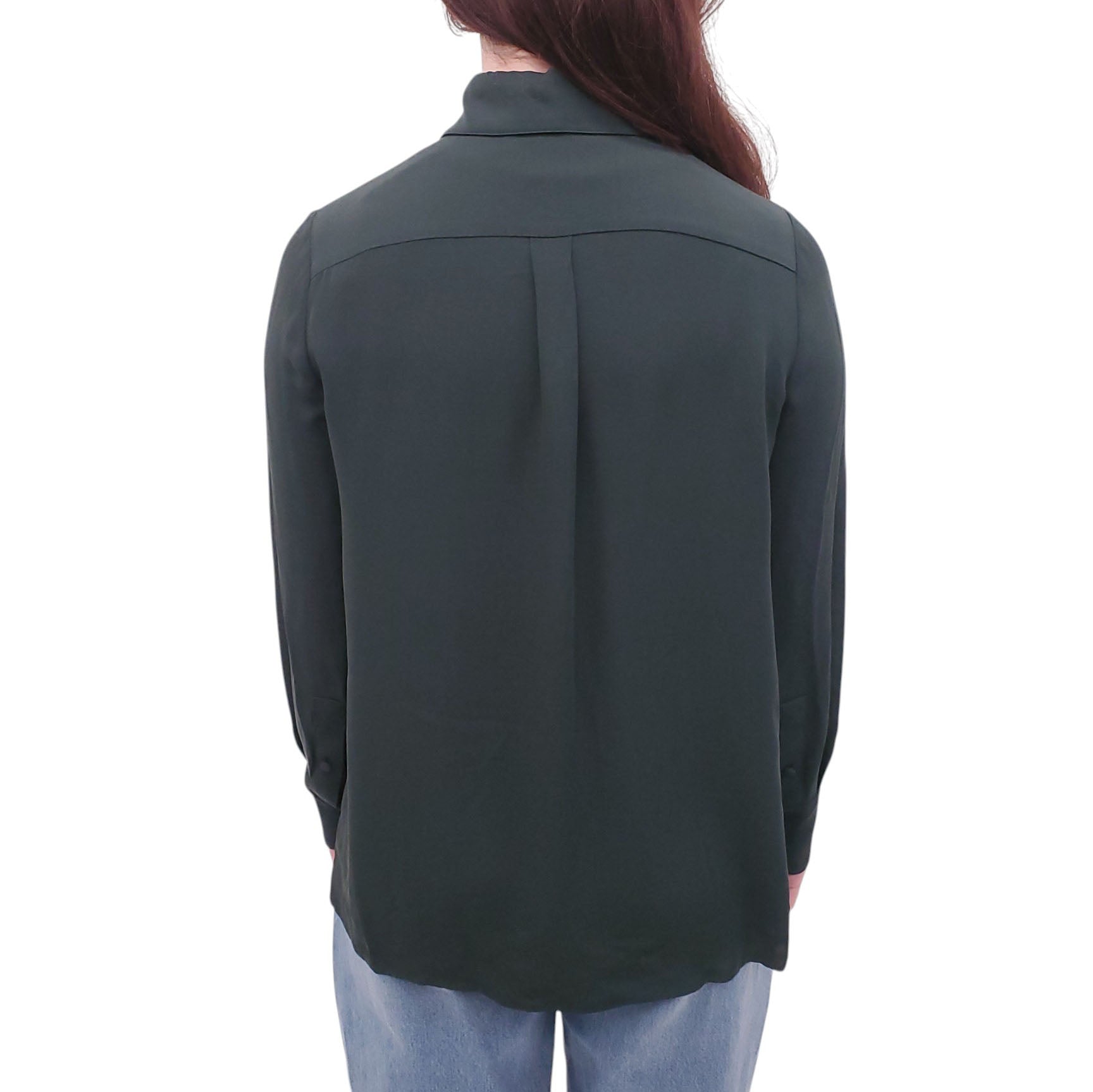 VALENTINO GREEN SILK BLOUSE WITH TIE DETAIL - SIZE 42