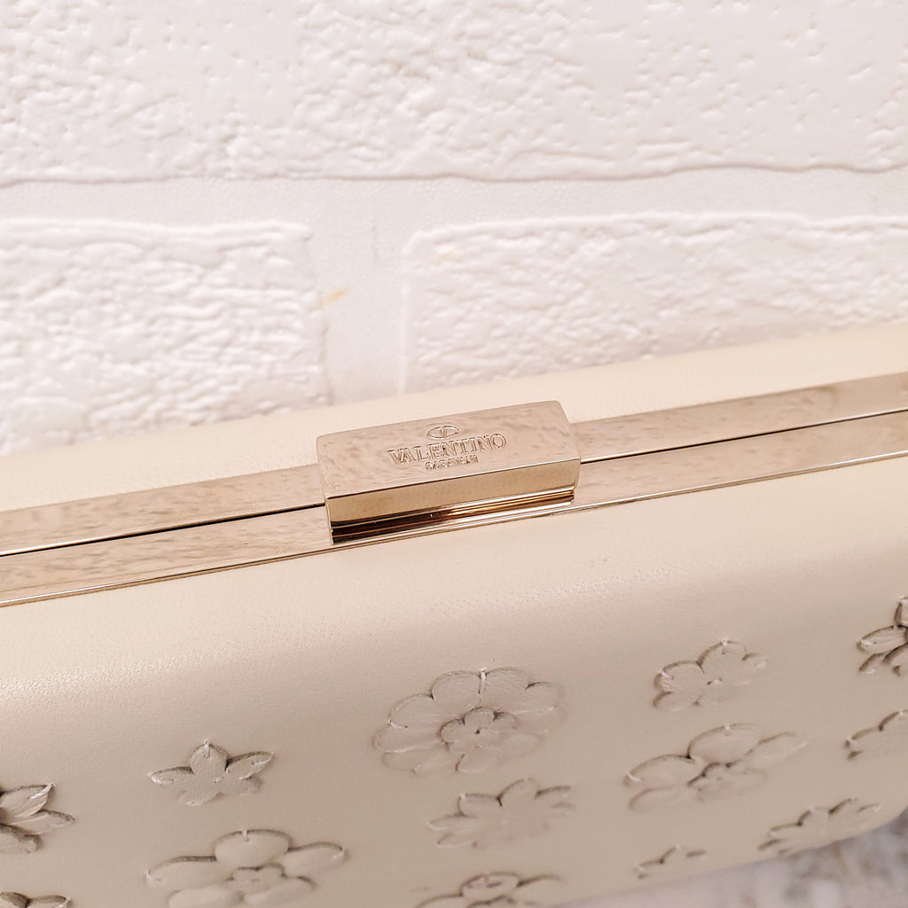 VALENTINO LEATHER FLORAL CLUTCH BAG