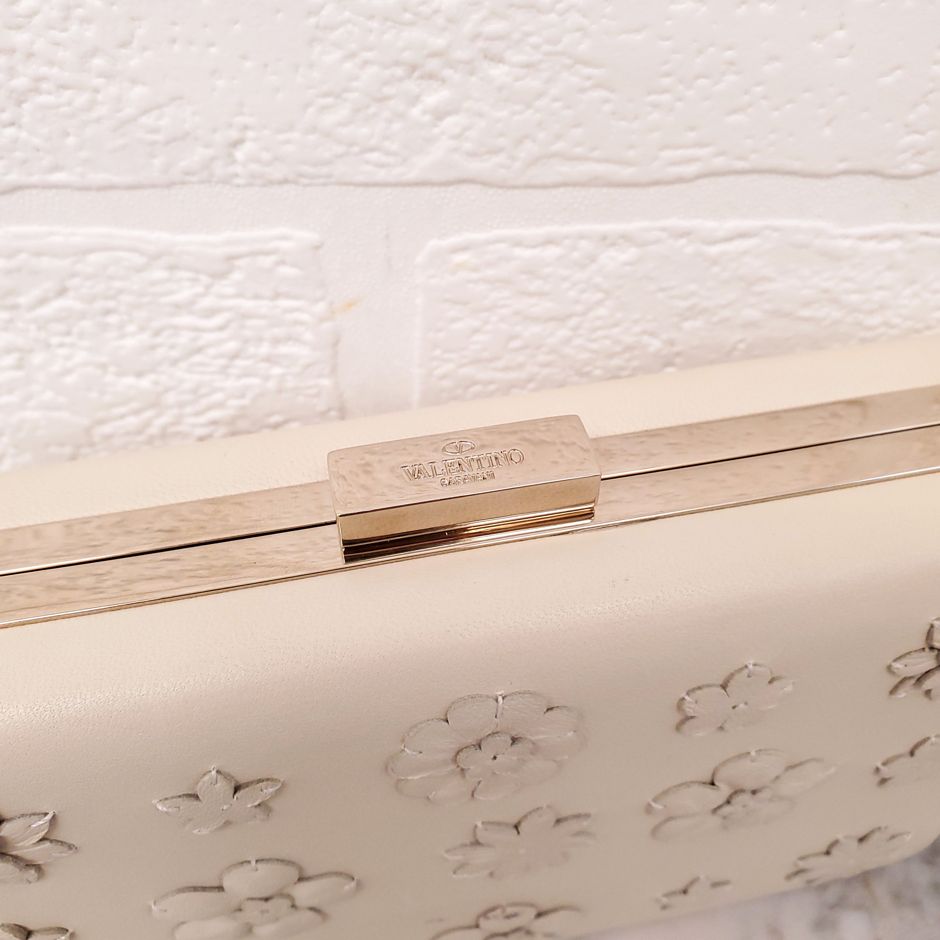 VALENTINO LEATHER FLORAL CLUTCH BAG